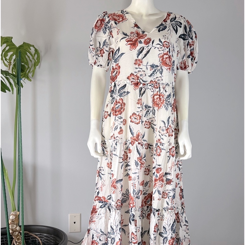 Floral Balloon Sleeves Tiered Maxi Size Small GrandmaCore-CottageCore-Coastal